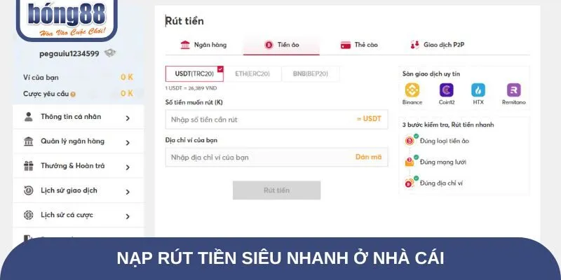 Nạp rút tiền siêu nhanh ở nhà cái