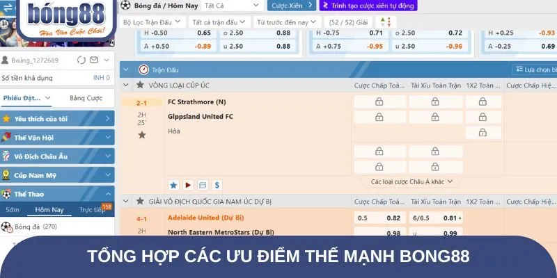 Tổng hợp các ưu điểm thế mạnh Bong88